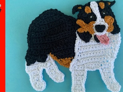 Crochet Tri Colored Border Collie Tutorial - Crochet Applique Tutorial