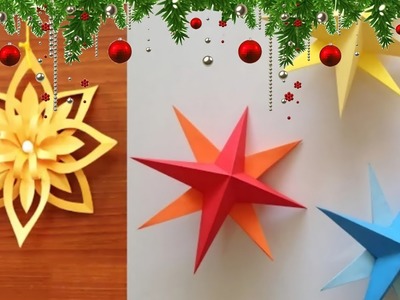 DIY 3D Christmas star And Snowflake Making with Paper | Paper Christmas Star | Christmas Snowflake