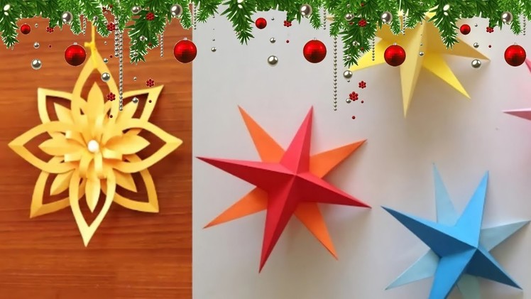 DIY 3D Christmas star And Snowflake Making with Paper | Paper Christmas Star | Christmas Snowflake