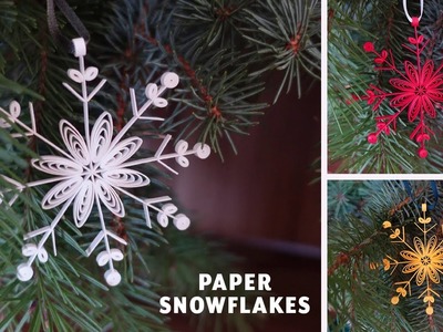 DIY Easy Paper Quilling Snowflakes | Christmas Tree Decor