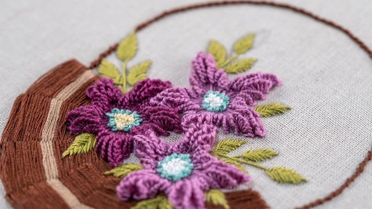 DIY Modern Art with Threads - Stitch Embroidery Flower Basket