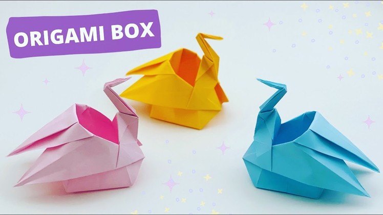 DIY ORIGAMI SWAN STORAGE BOX. Paper Crafts For School. Paper Craft. Paper Box DIY. Organizer