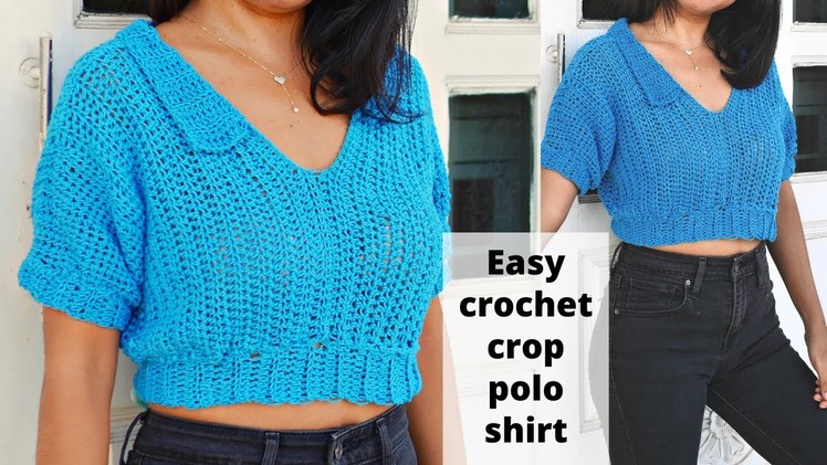 Easy crochet crop polo top | shirt
