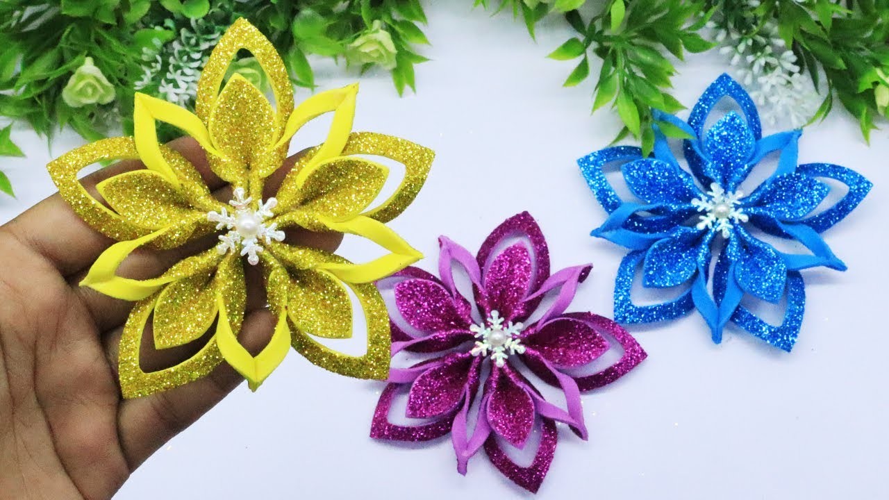 Easy Eva Glitter Foam Mini Snowflakes ️Christmas Ornaments Making ...