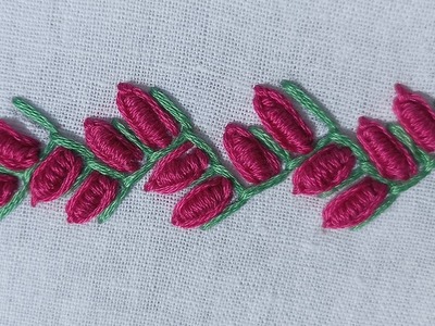 Feather Stitch And Bullion Stitch Hand Embroidery For Beginners#shorts