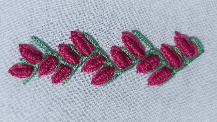 Feather Stitch And Bullion Stitch Hand Embroidery For Beginners#shorts