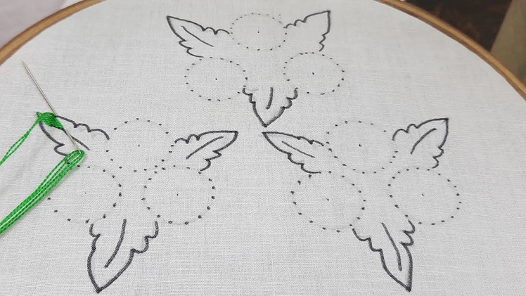 Hand embroidery all over design for dress-447# double lazy daisy stitch