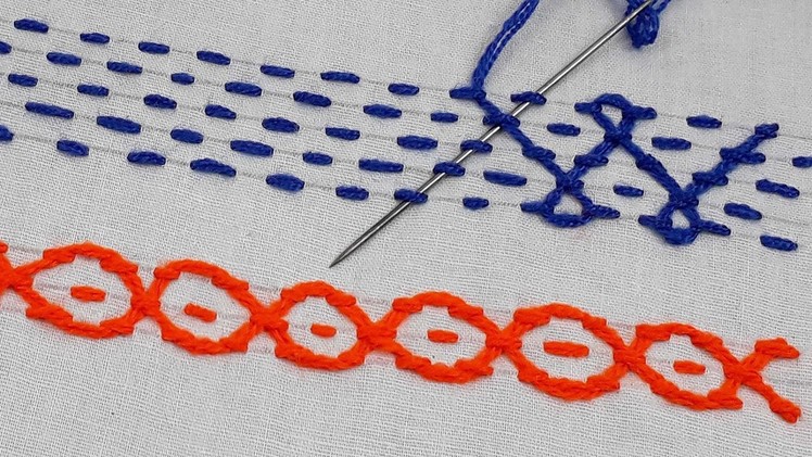 Hand embroidery basic borderline design