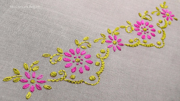Hand Embroidery Easy Border Design Embroidery, Hand Embroidery Border Design With Easy Stitch-522