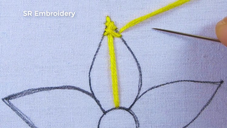 Hand Embroidery Fantasy Needle Cross Herringbone Stitch Flower Design With Super Easy Sewing Stitch