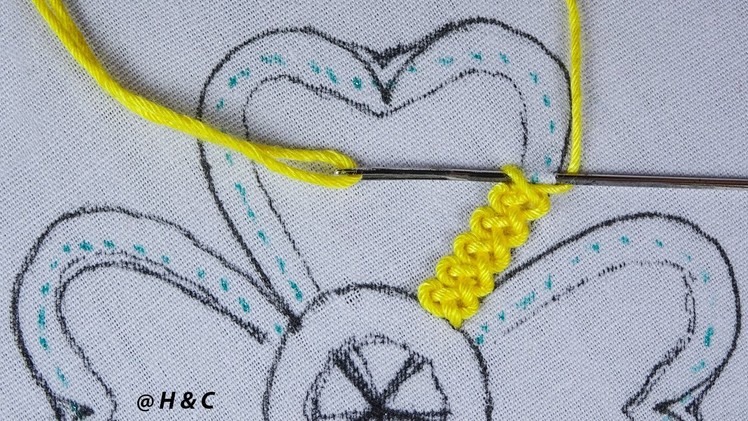 Hand embroidery new easy braid stitch beautiful flower design for beginners