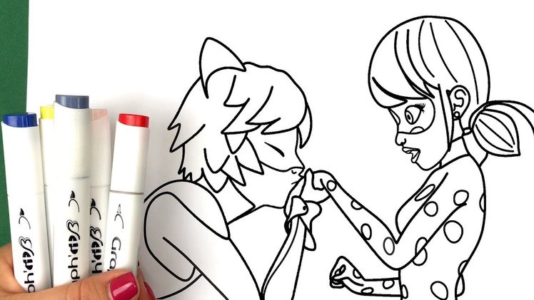 ❤HOW CAN I COLOR MIRACULOUS (LADYBUG) & CAT NOIR KISS | MARKERS