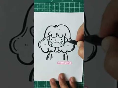 How to draw a cute kawaii girl easy | Doodle | Cara menggambar perempuan lucu #shorts