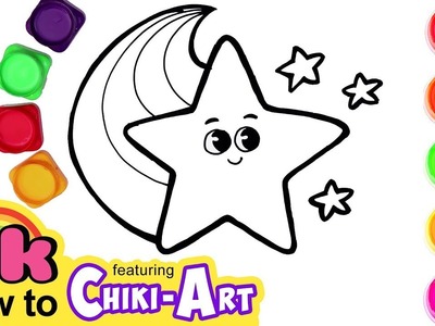 How to Draw a Cute Shooting Star | Drawing and Coloring For Kids | HooplaKids How to | Chiki Art