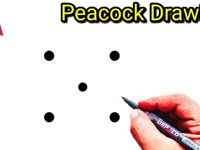 How To Draw Peacock From 5 Dots | Easy Peacock Drawing Step by Step | Dots Drawing