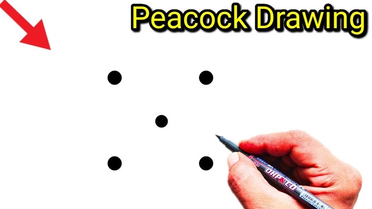 How To Draw Peacock From 5 Dots | Easy Peacock Drawing Step by Step | Dots Drawing