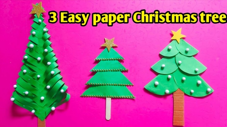 How to make paper christmas tree 3 ideas.craft tamil