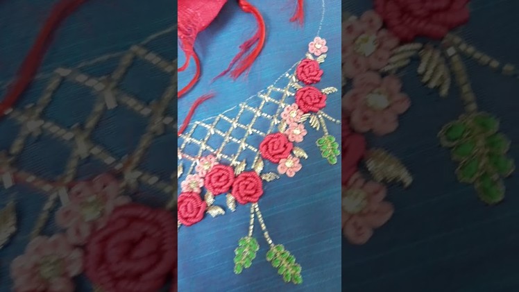 Latest Hand Embroidery Kurti Design: Spring Flowers ???? & Chellah Flowers Kurti Neckline Design