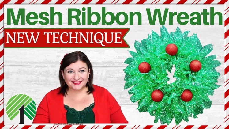MESH RIBBON CHRISTMAS WREATH TUTORIAL | DOLLAR TREE HOLIDAY WREATH DIY | NEW RIBBON MESH TECHNIQUE
