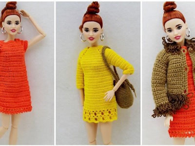 Mind blowing Barbie crochet mini dress.ultra Modern #crochetdress for dolls #crochetdollsdress