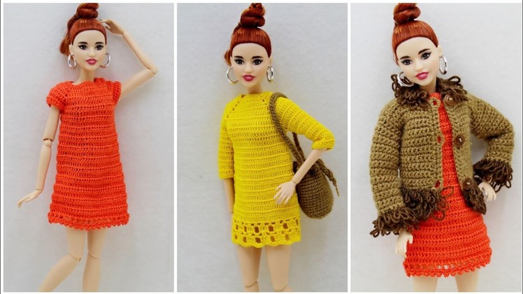 Mind blowing Barbie crochet mini dress.ultra Modern #crochetdress for dolls #crochetdollsdress