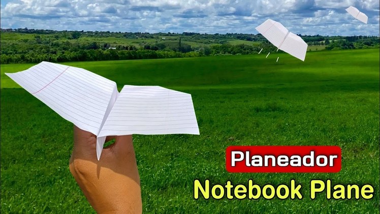 Paper planeador flying plane, new paper airplane, how to make planeador, notebook flying plane,