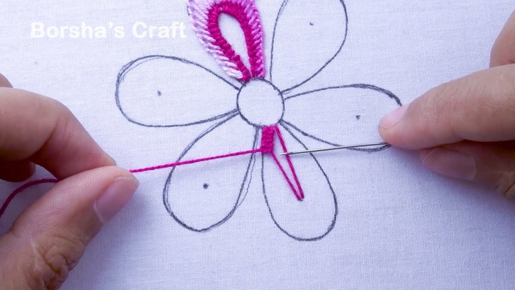 Unique Hand Embroidery Flower Stitch, Easy  Flower Embroidery Tutorial By Borsha's Craft