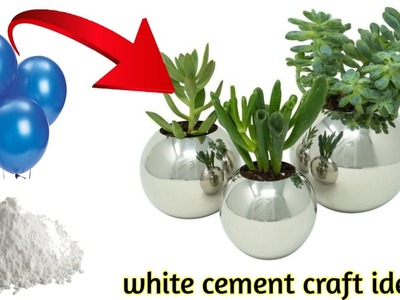 White Cement craft ideas. White Cement flower pot. Flower vase Making