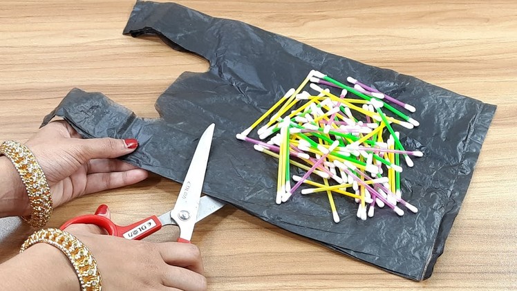 2 SUPERB DIY HACK & DECOR IDEAS USING WASTE PLASTIC BAG AND COTTON BUDS | BEST OUT OF WASTE