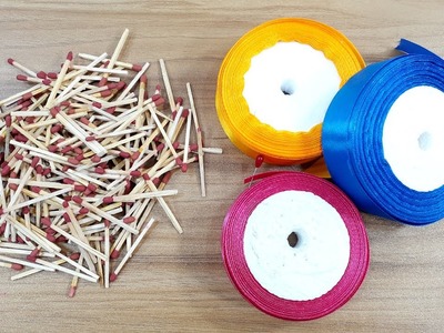 2 SUPERB HOME DECOR IDEAS USING COLOR RIBBON AND MACH STICKS | DIY CRAFT | BEST OUT OF WASTE