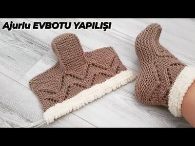 Ajurlu Kolay Evbotu Yapılışı ???????? Very Easy Knitting Booties Tutorial Stitch Free Pattern Design