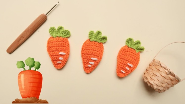 Crochet Carrot Hairclip.Hairpin.Applique | Quick and Easy Crochet tutorial