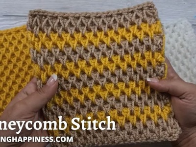 Easy Honeycomb Crochet Stitch STEP BY STEP FOR BEGINNERS by Crafting Happiness