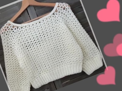 How to make beautiful crochet "V" stitch Full sleeve sweater. top.blouse. 13 to17 year.any size