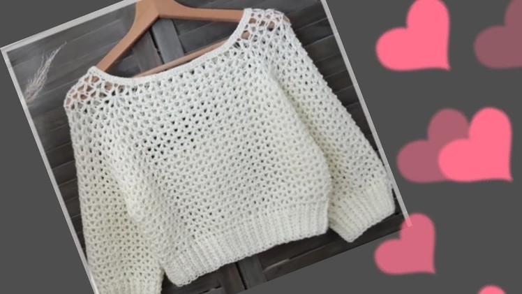 How to make beautiful crochet "V" stitch Full sleeve sweater. top.blouse. 13 to17 year.any size