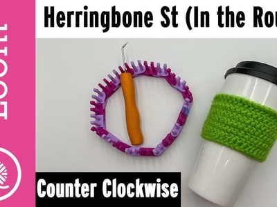 Loom Knit Herringbone stitch in-the-Round | FIX Mistakes (CCW) Counter Clockwise