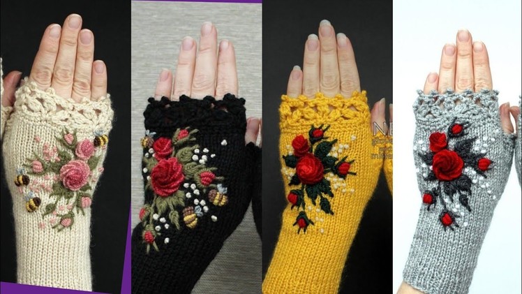Marvellously Elegant & Versatile Hand Embroidered Crochet Cutout Lace Gloves Design Patterns Ideas