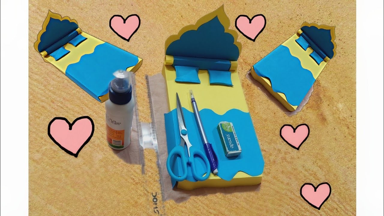 mini-bed-with-paper-full-tutorial-paper-craft-for-beginners