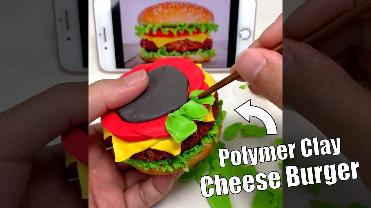 A Burger made from polymer clay, sculpture timelapse【Clay Artisan JAY】#Shorts