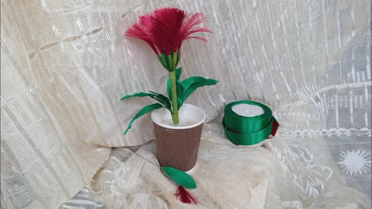 Amazing ribbon flower. craft ideas.homedecor ideas by alizay diy.