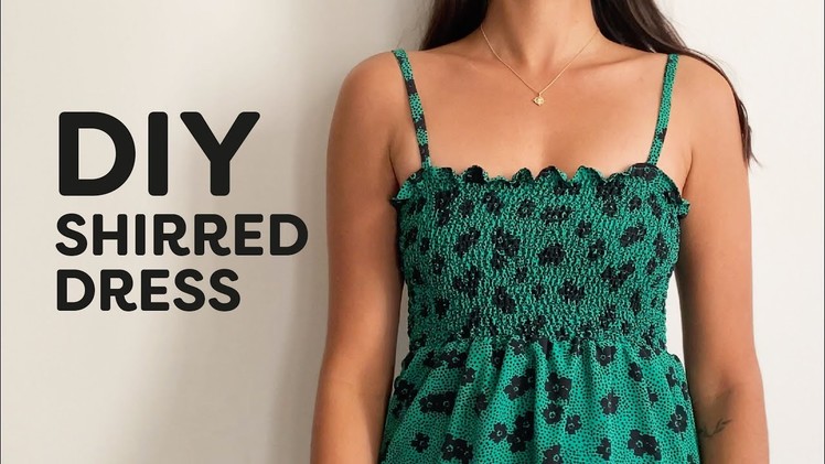 DIY shirred dress from scratch - easy no sewing pattern