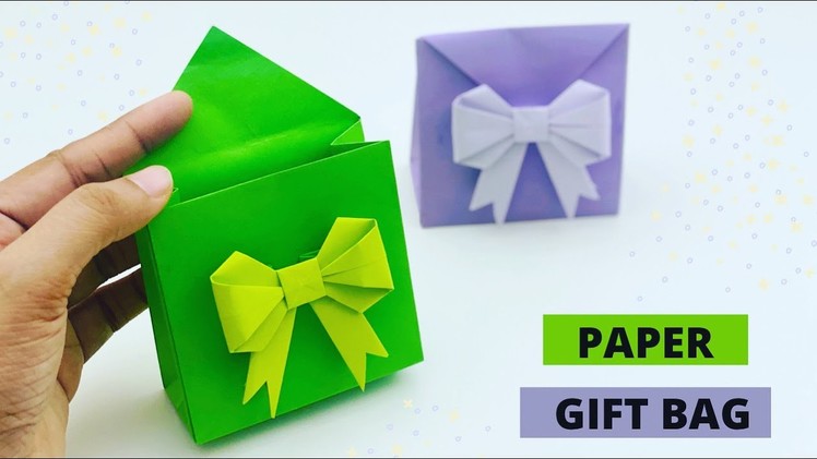 DIY PAPER Gift Box With Bow. Paper Craft. Origami Gift Box DIY. Paper Crafts. Paper Gift  Bag DIY