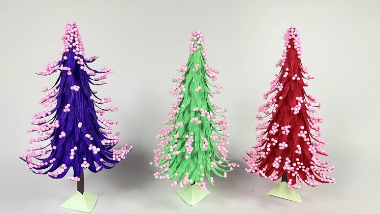 How to make Christmas trees with crepe paper.#shorts #icraftpaper #diy #craft #paper