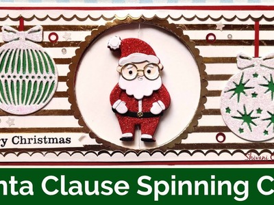 Santa Claus Spinning Card. Slimline Handmade Christmas Card
