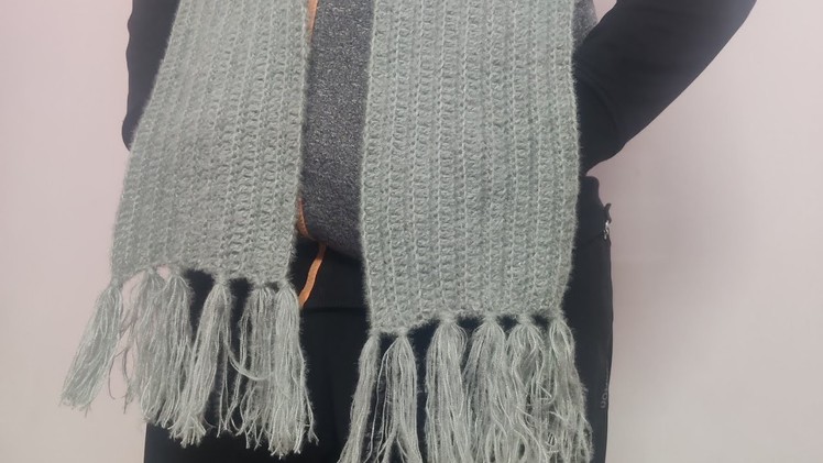 CROCHETED MEN'S SCARF.MUFFLER FOR BEGINNER