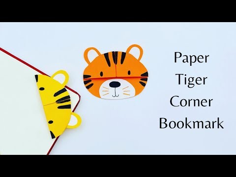 DIY Paper TIGER Corner Bookmark!!! Paper Crafts For School. Origami Tiger Bookmark. Paper Craft