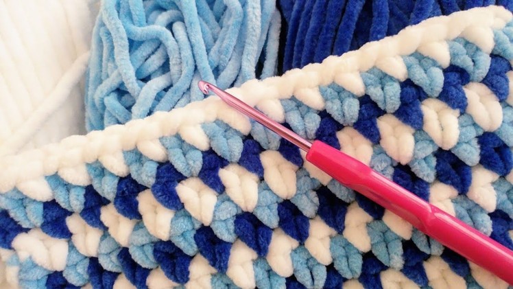 Easy and Quick crochet velvet baby blanket pattern for beginners ~ Crochet Blanket Knitting Pattern