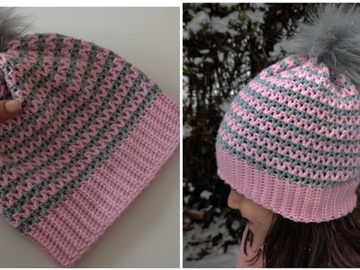 How to crochet winter beanie - Super easy crochet zig zag beanie pattern for beginners - crochet hat