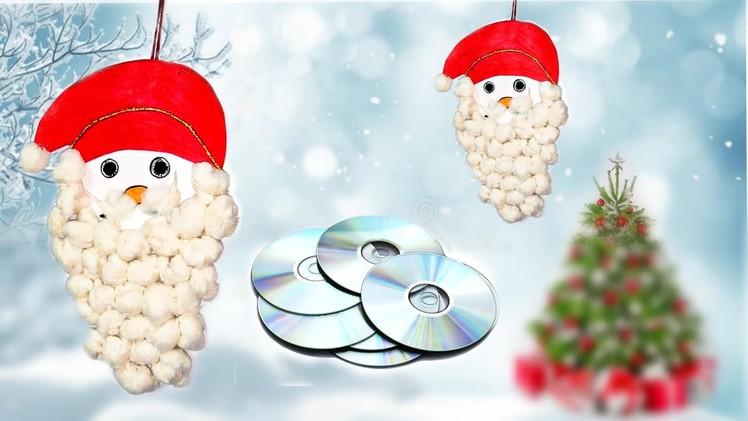 Santa claus???? wall hanging from CD | Christmas decoration ideas | Christmas Diy crafts ideas
