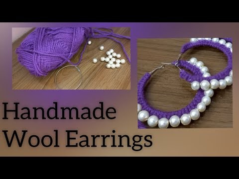 Wool earrings.DIY. woolen hoop earrings at home.easy and simple woolen earring making tutorial